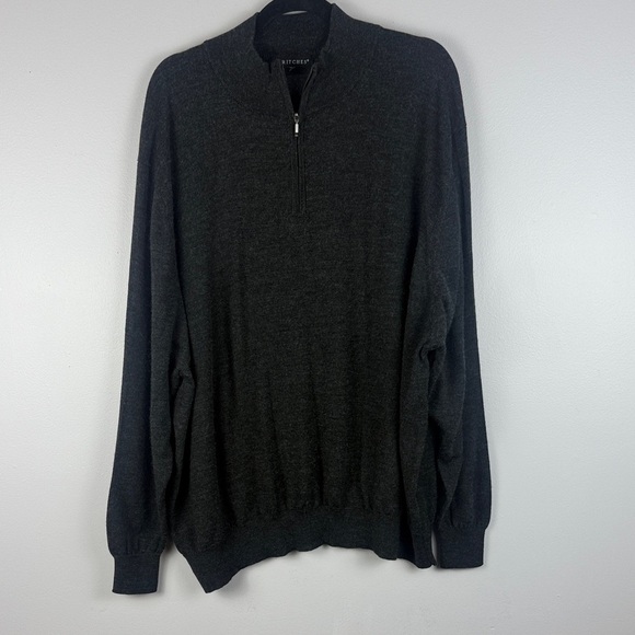 Britches Men's Dark Gray Merino Wool Blend 1/4 Zip XXL Pullover Sweater - Picture 2 of 10